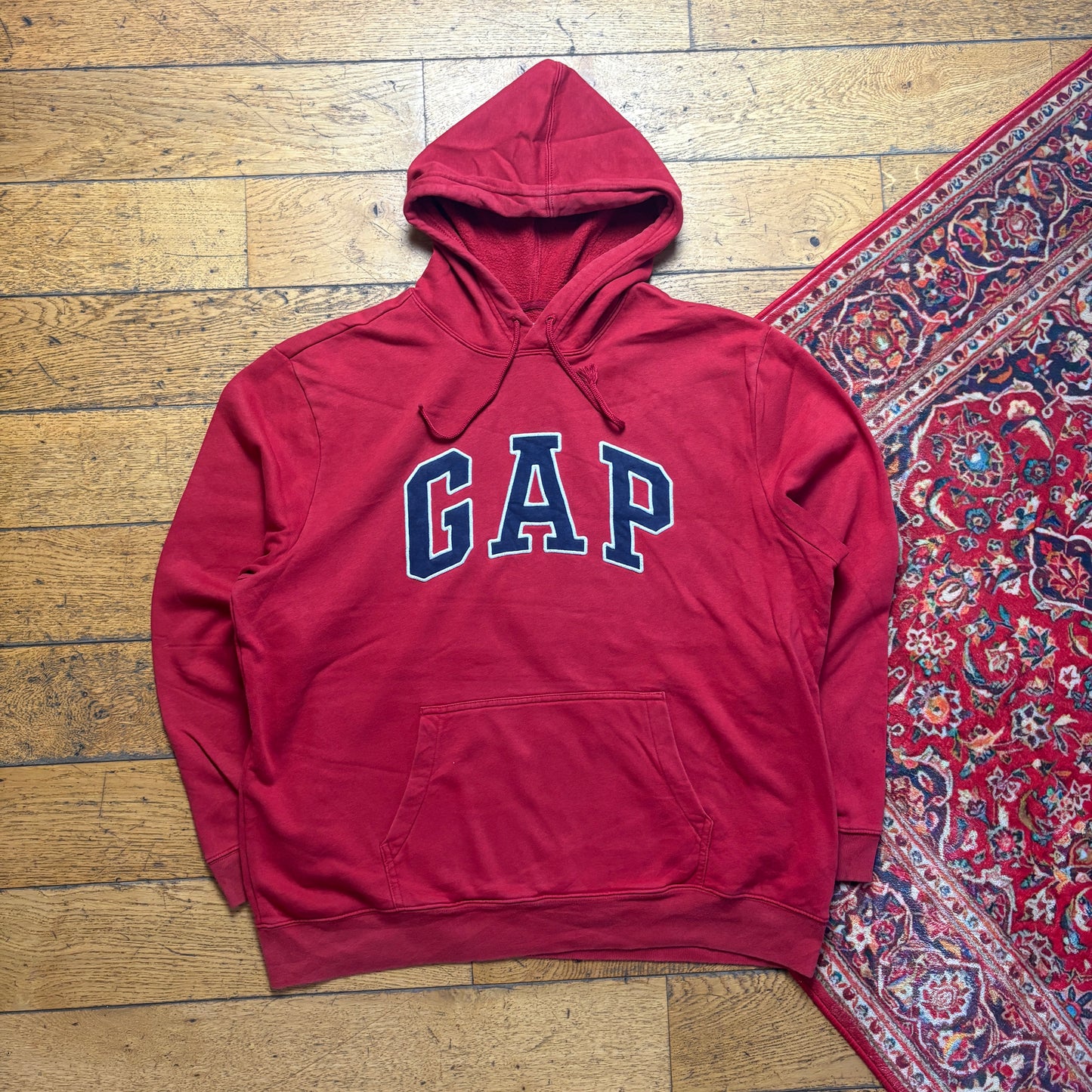 Vintage Gap Red Hoodie Embroidered Sweatshirt - XL