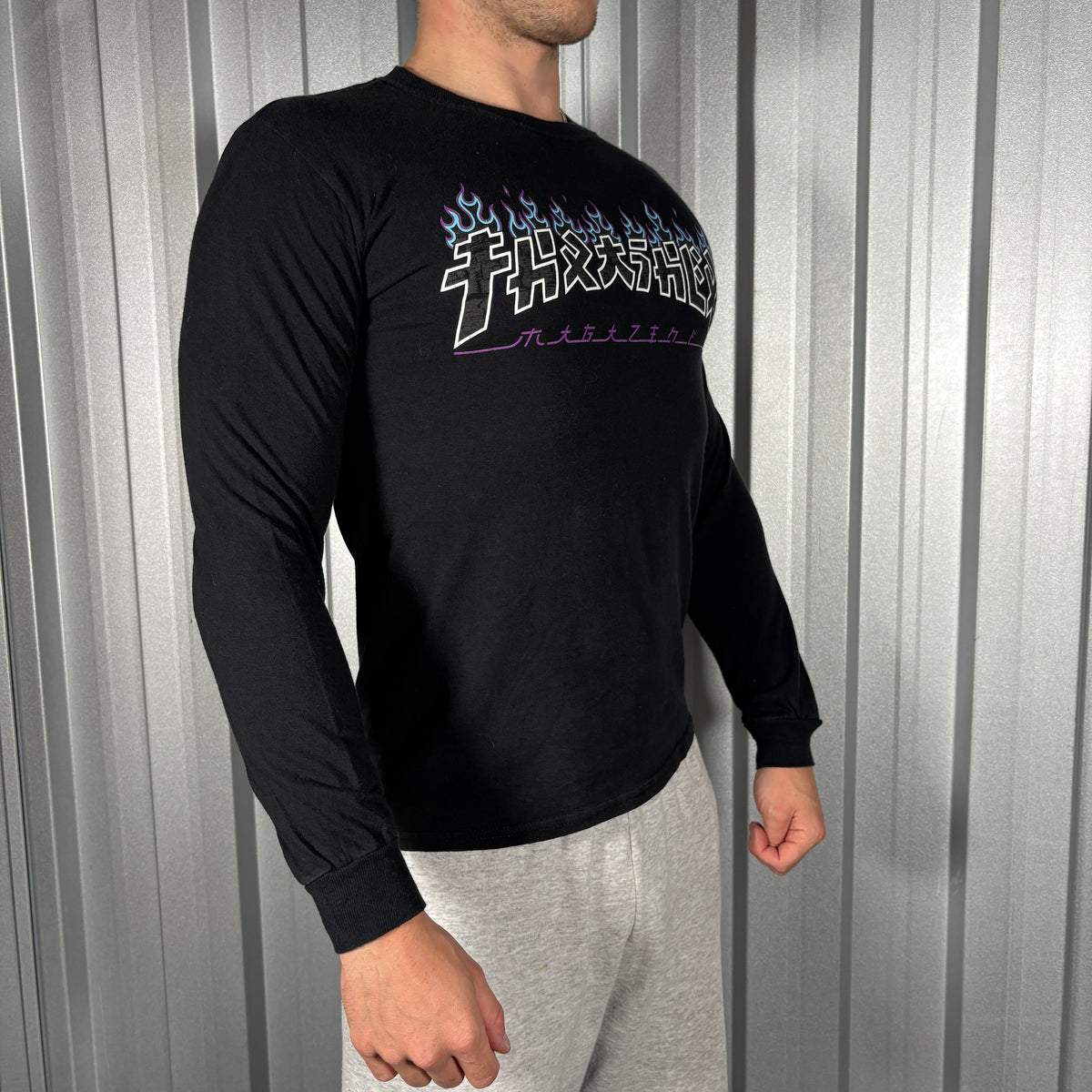 Thrasher Black Skate Graphic Long Sleeve T Shirt - XS
