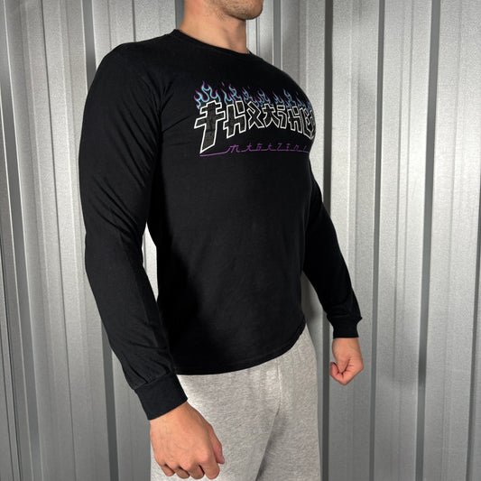 Thrasher Black Skate Graphic Long Sleeve T Shirt - XS