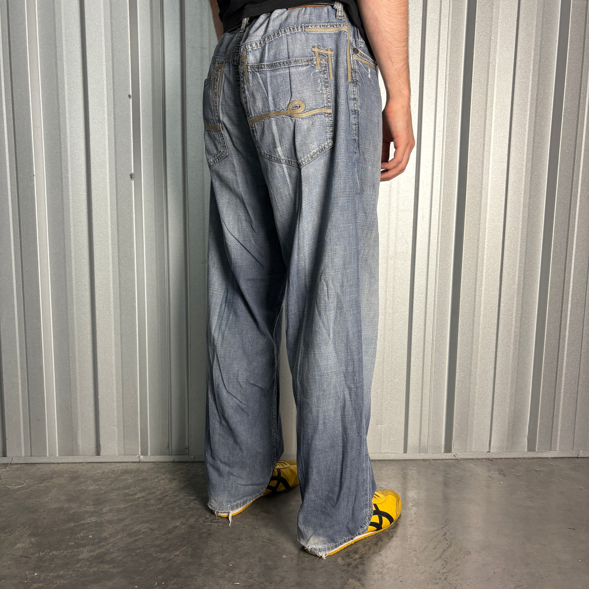 Ecko Unltd Blue Embroidered Japanese Denim Hip Hop Y2K Baggy Jeans - 40S