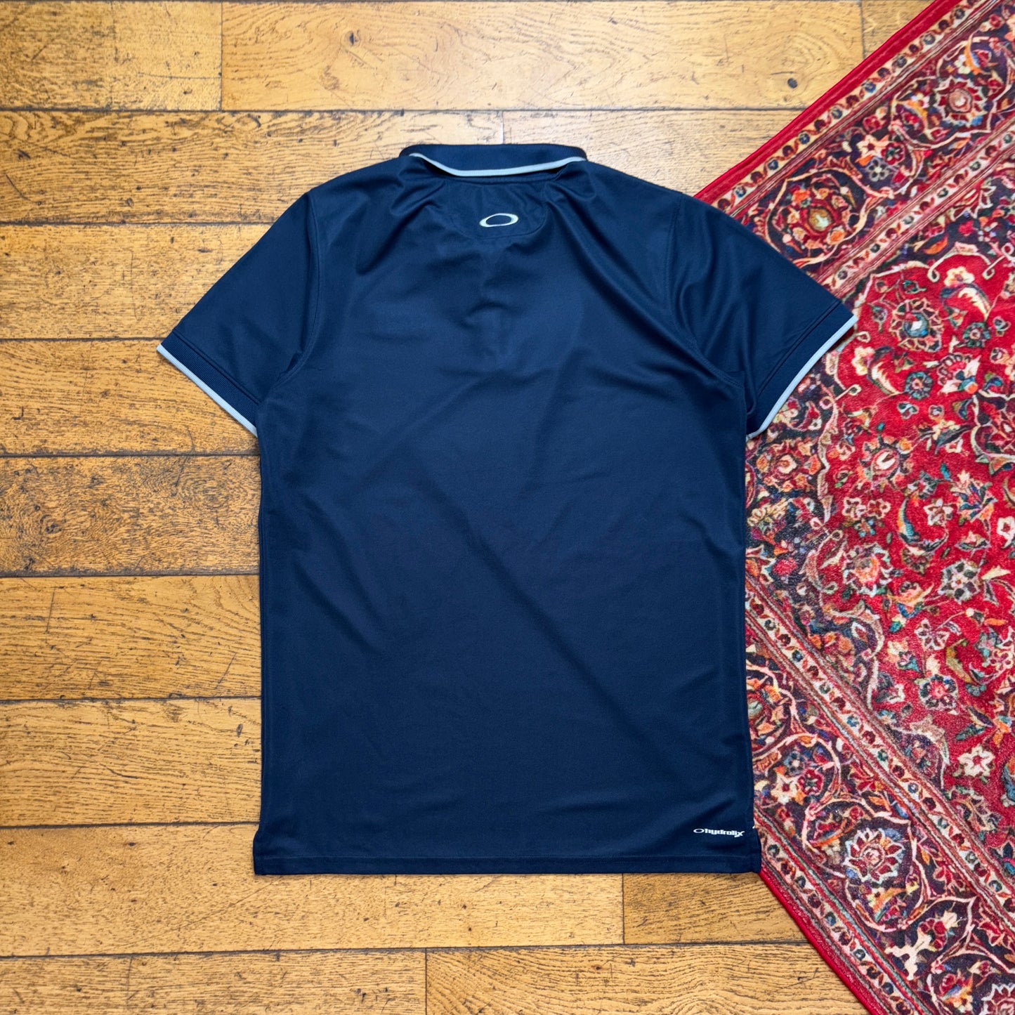 Vintage Oakley Navy Embroidered Polo Shirt - S