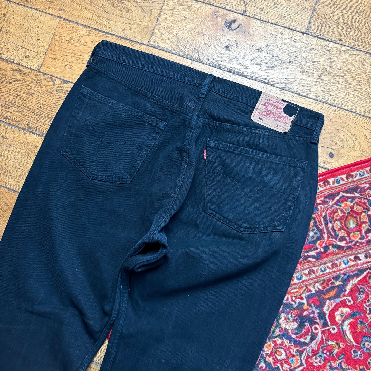Vintage Levis 501 Straight Black Denim Jeans - 38R