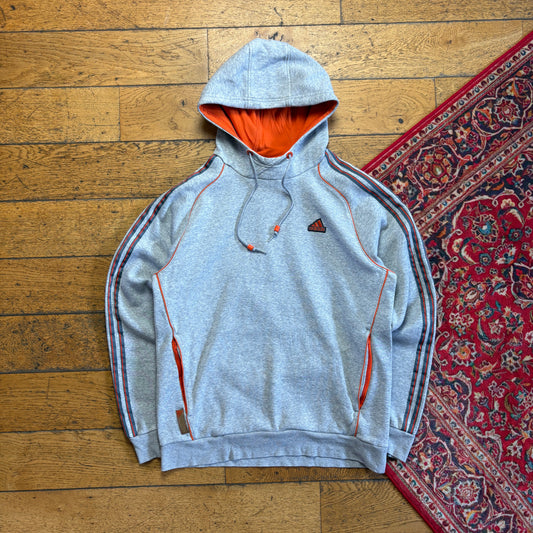 Vintage 00s Adidas Grey Embroidered Hoodie Sweatshirt - M