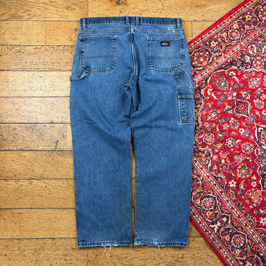 Vintage Dickies Blue Workwear Carpenter Baggy Jeans - 38