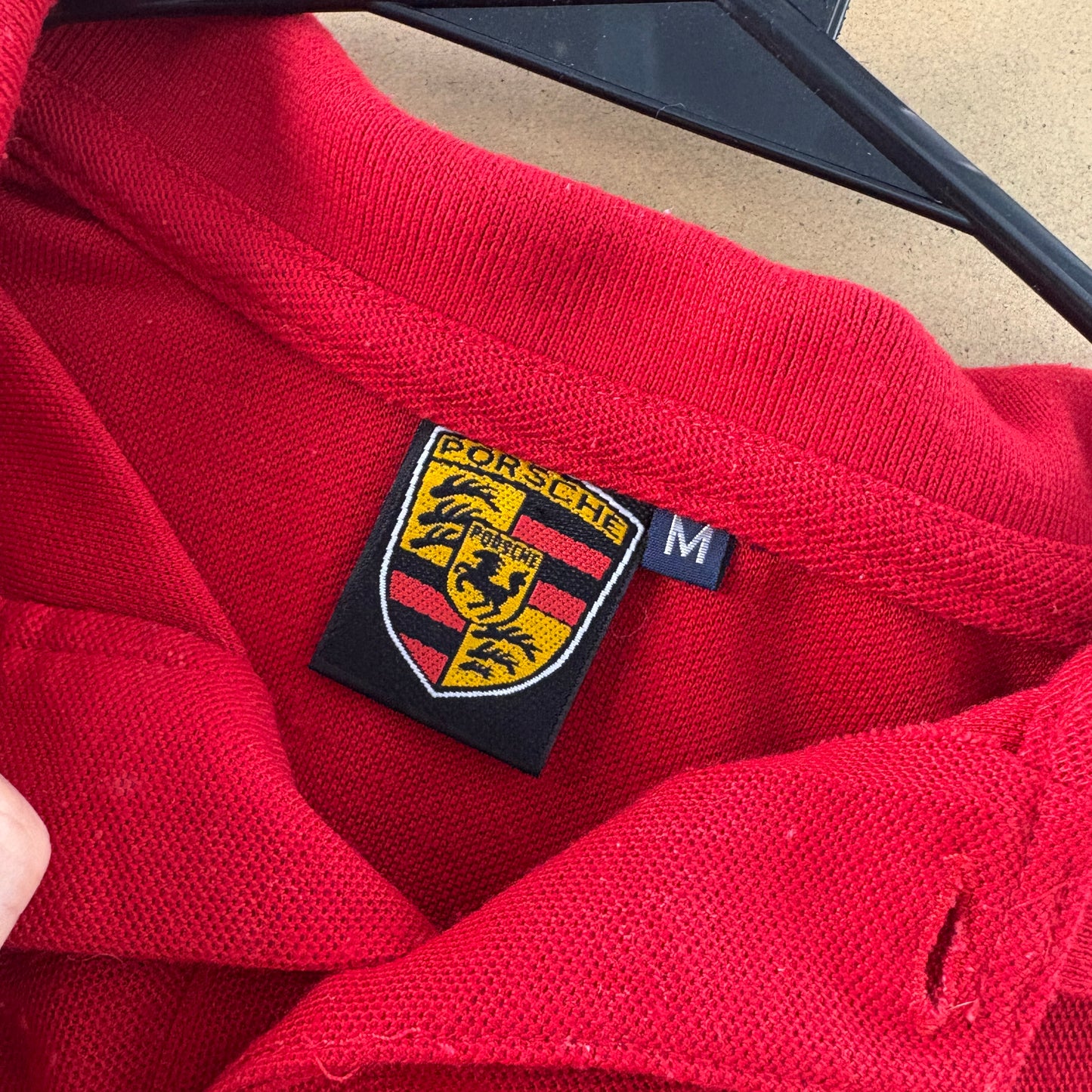 Vintage Porsche Red Embroidered Polo Shirt - M