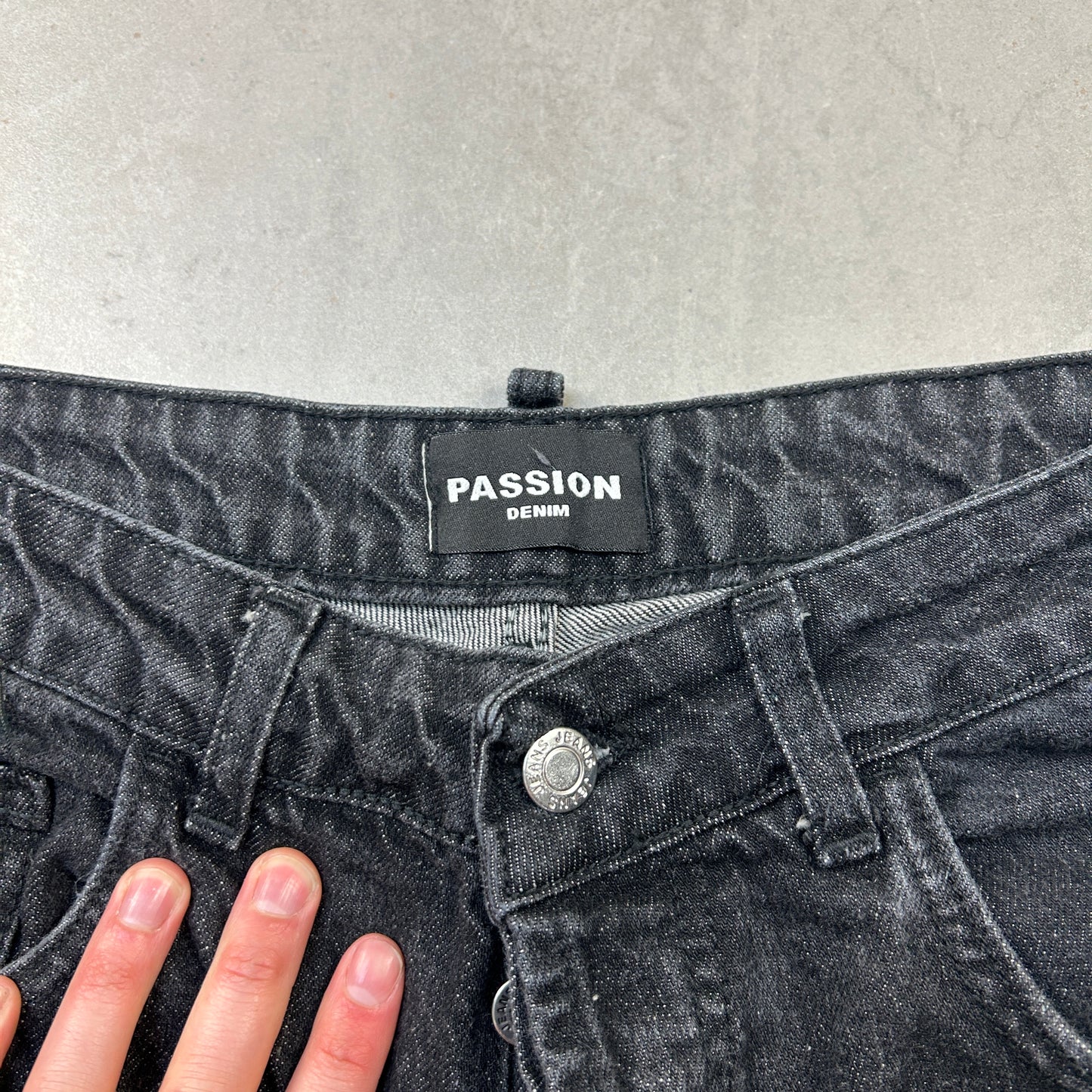 Vintage Hip Hop Flared Black Distressed Jeans - 32