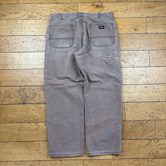 Vintage Dickies Brown Workwear Carpenter Baggy Trousers - 38