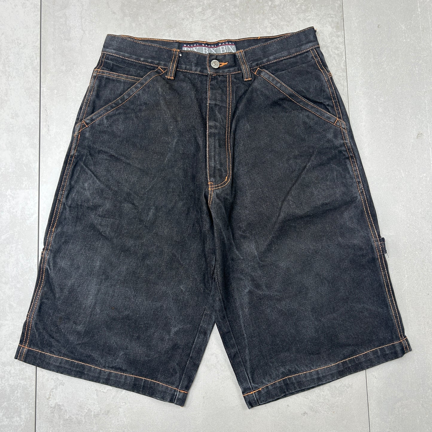 Vintage Embroidered Hip Hop Baggy Black Shorts Jorts - 32