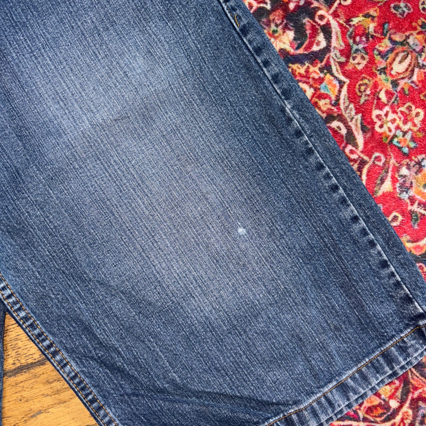 Vintage Blue Embroidered Y2K Hip Hop Baggy Jeans Shorts Jorts - 36