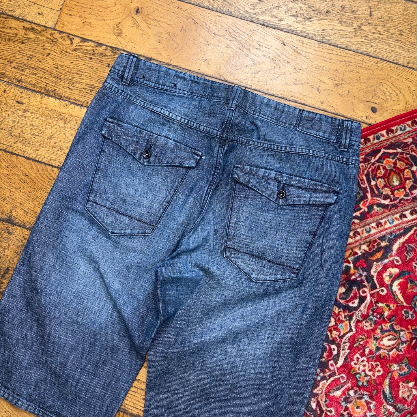 Vintage Embroidered Hip Hop Blue Shorts Jorts - 36