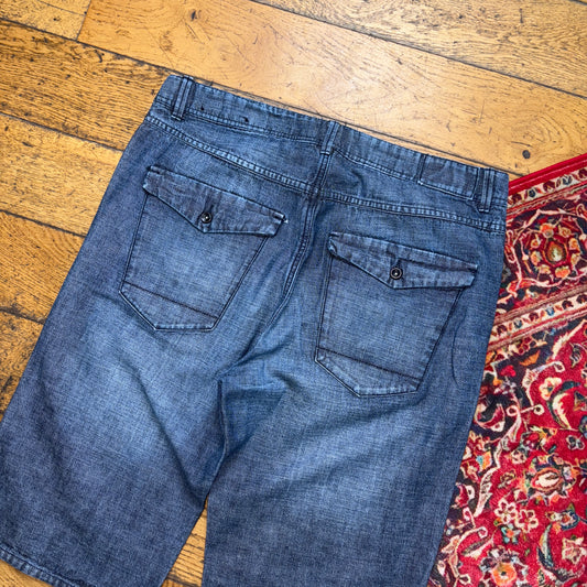 Vintage Embroidered Hip Hop Blue Shorts Jorts - 36