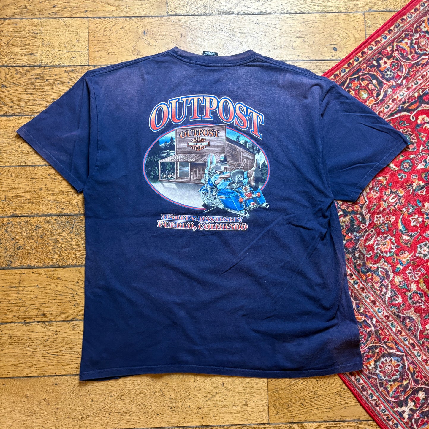 Vintage Harley Davidson Navy Faded Graphic T-Shirt - 2XL