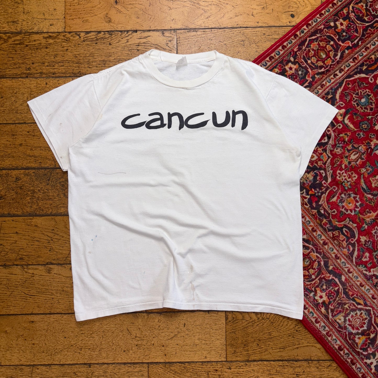Vintage 90s Cancun White Funny Single Stitch Graphic T-Shirt - XL