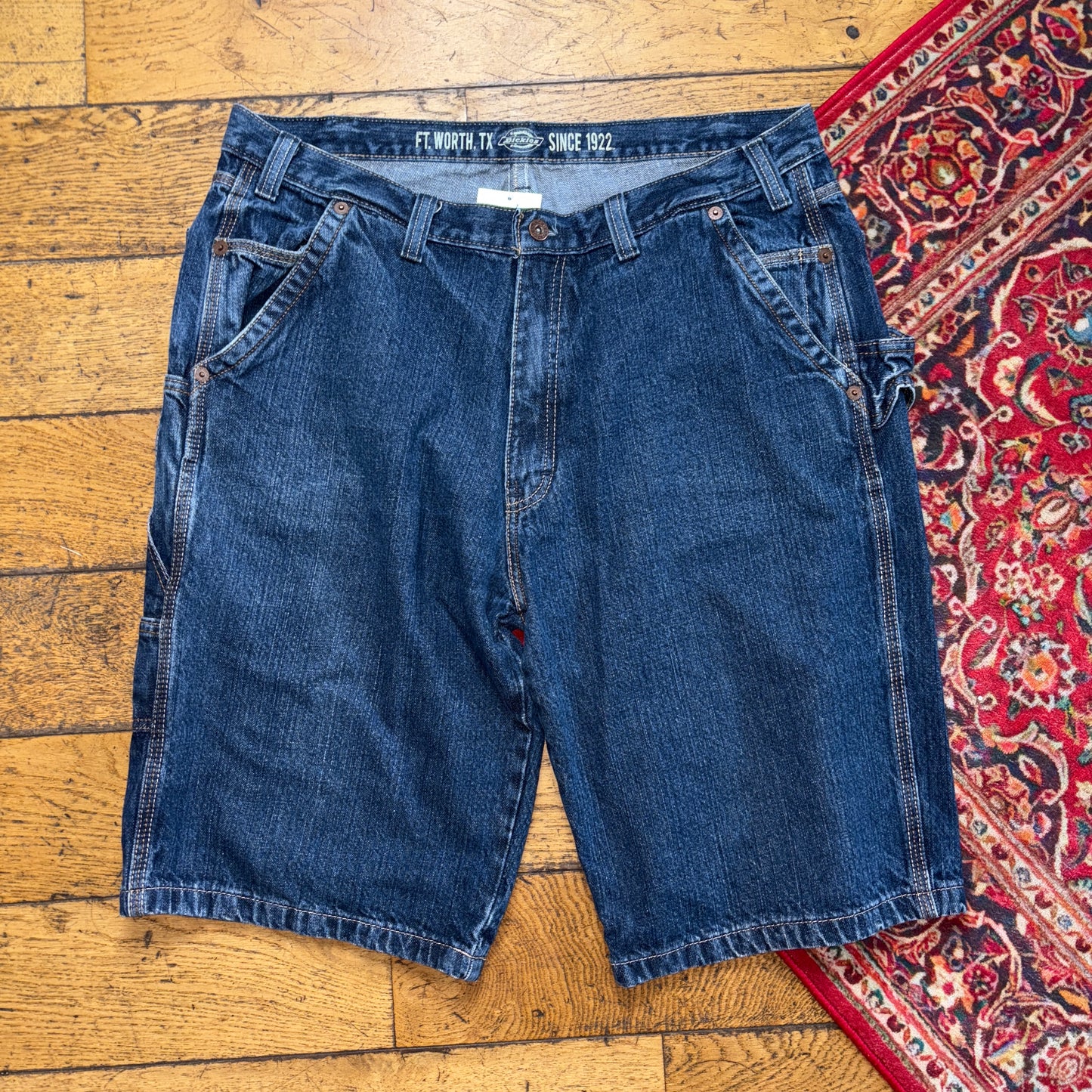 Vintage Dickies Workwear Carpenter Blue Baggy Shorts - 38