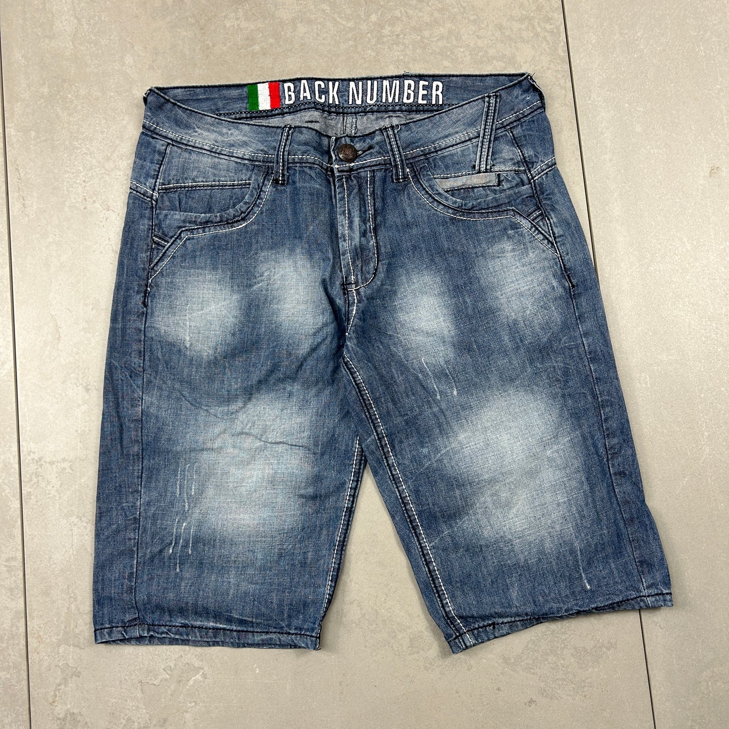 Vintage Embroidered Hip Hop Shorts Blue Jorts - 34