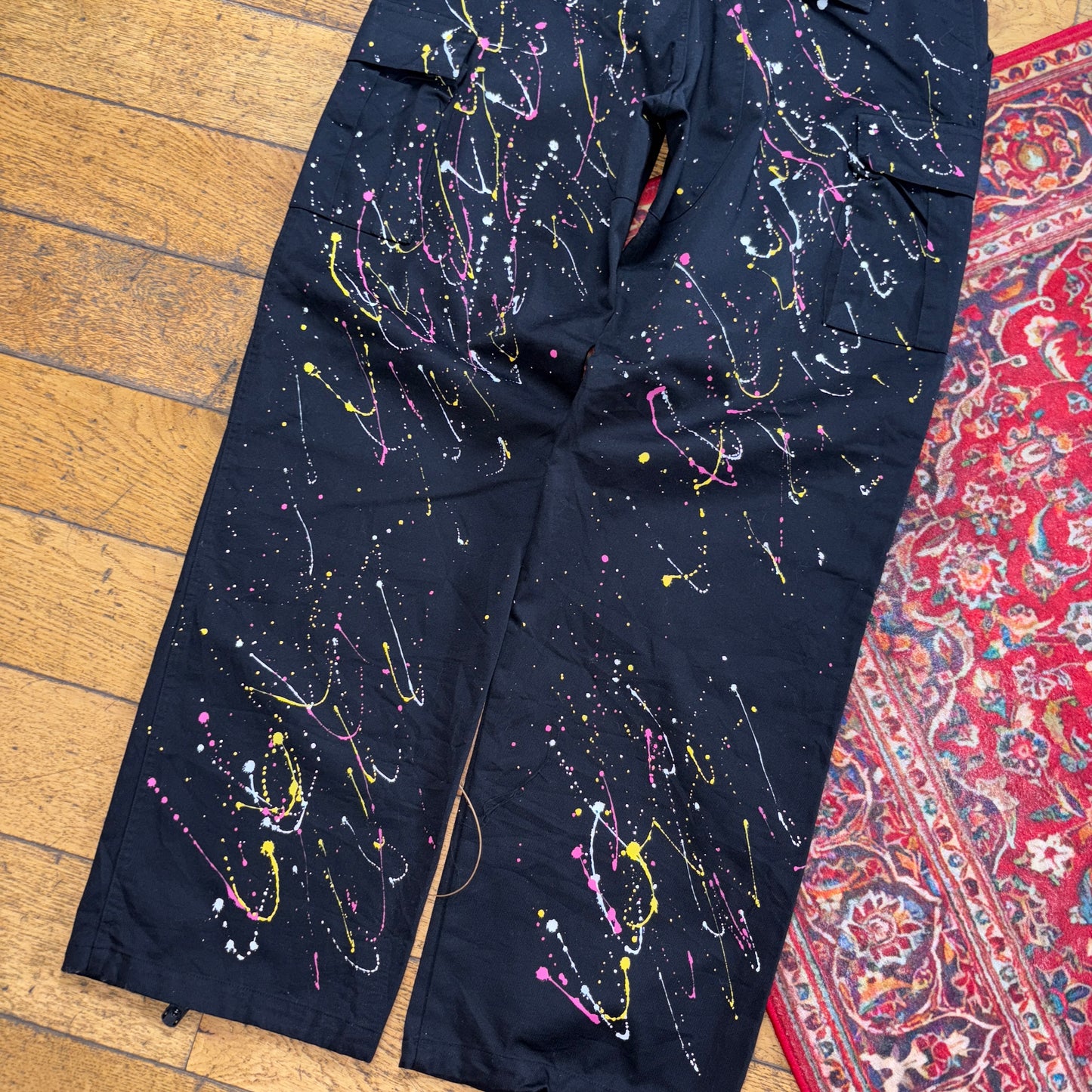 Vintage Fashion Nova Black Y2K Hip Hop Baggy Cargo Trousers - 38L