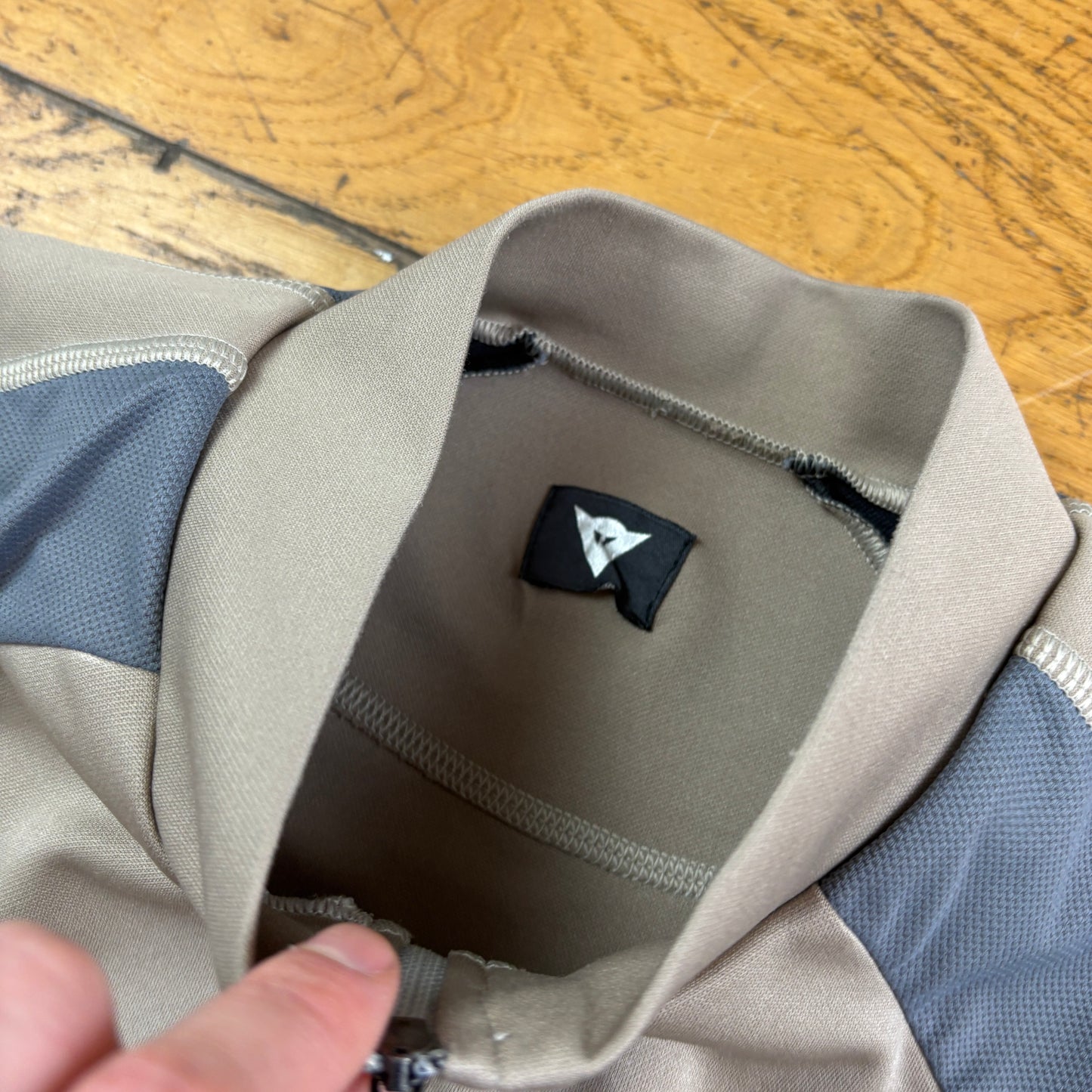 Vintage Grey Brown Cycling Zip T-Shirt - S