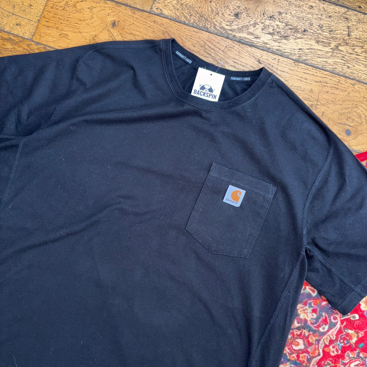 Vintage Carhartt Force Pocket Logo Black T-Shirt - XL