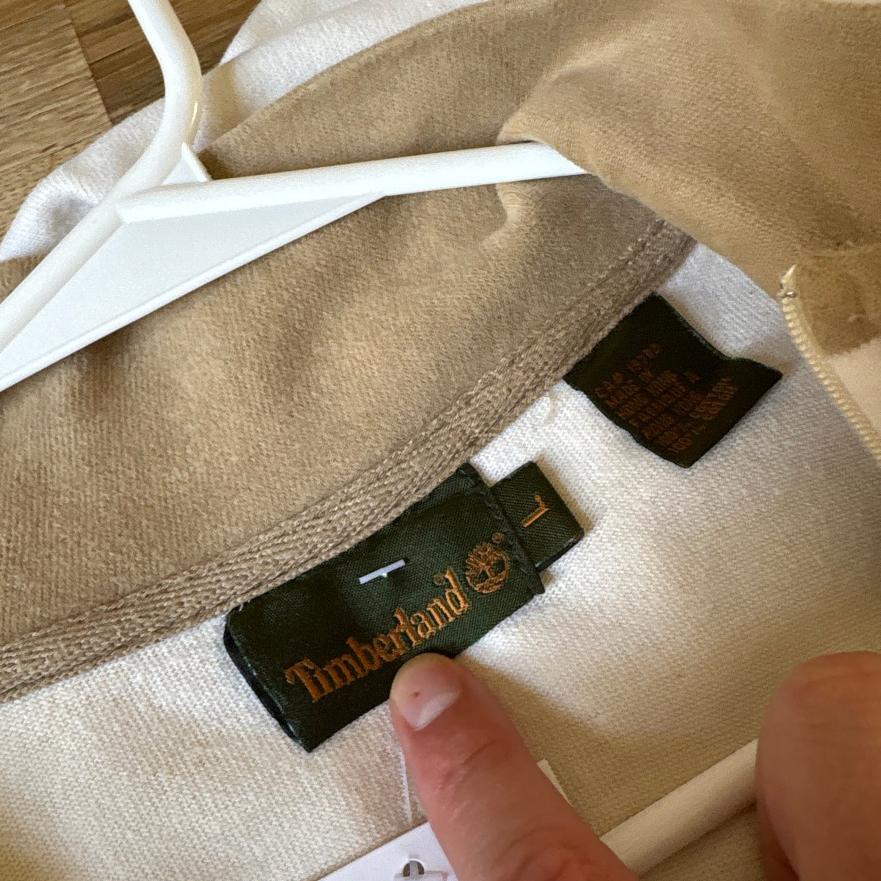 Vintage Timberland Cream Quarter Zip Sweatshirt - L