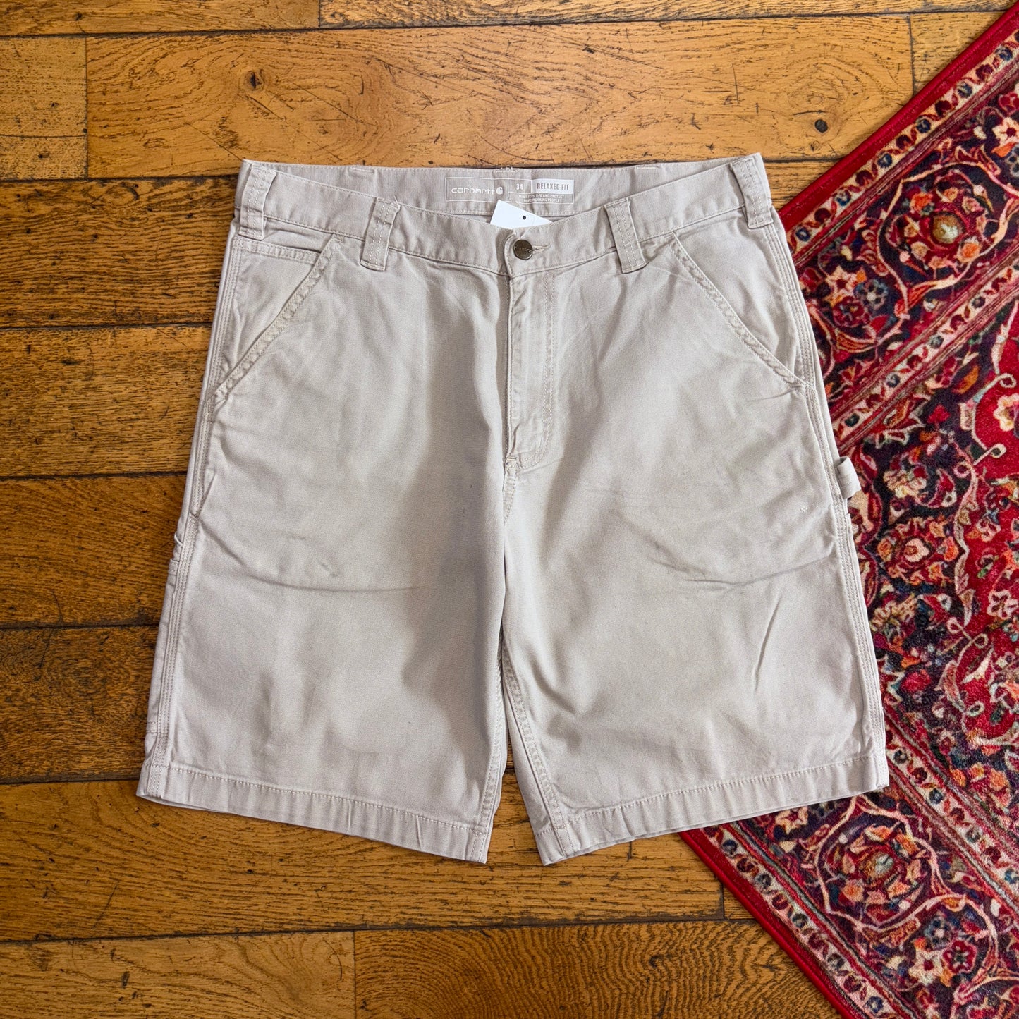 Vintage Carhartt Cream Workwear Baggy Carpenter Shorts - 34