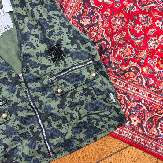 Vintage Camo Green Tactical Gilet Workwear Vest - XL