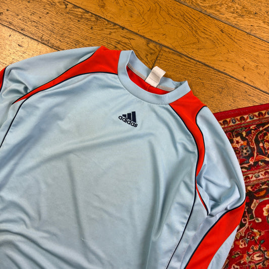 Vintage Adidas Goalkeeper Football Blue Long Sleeve T-Shirt - M