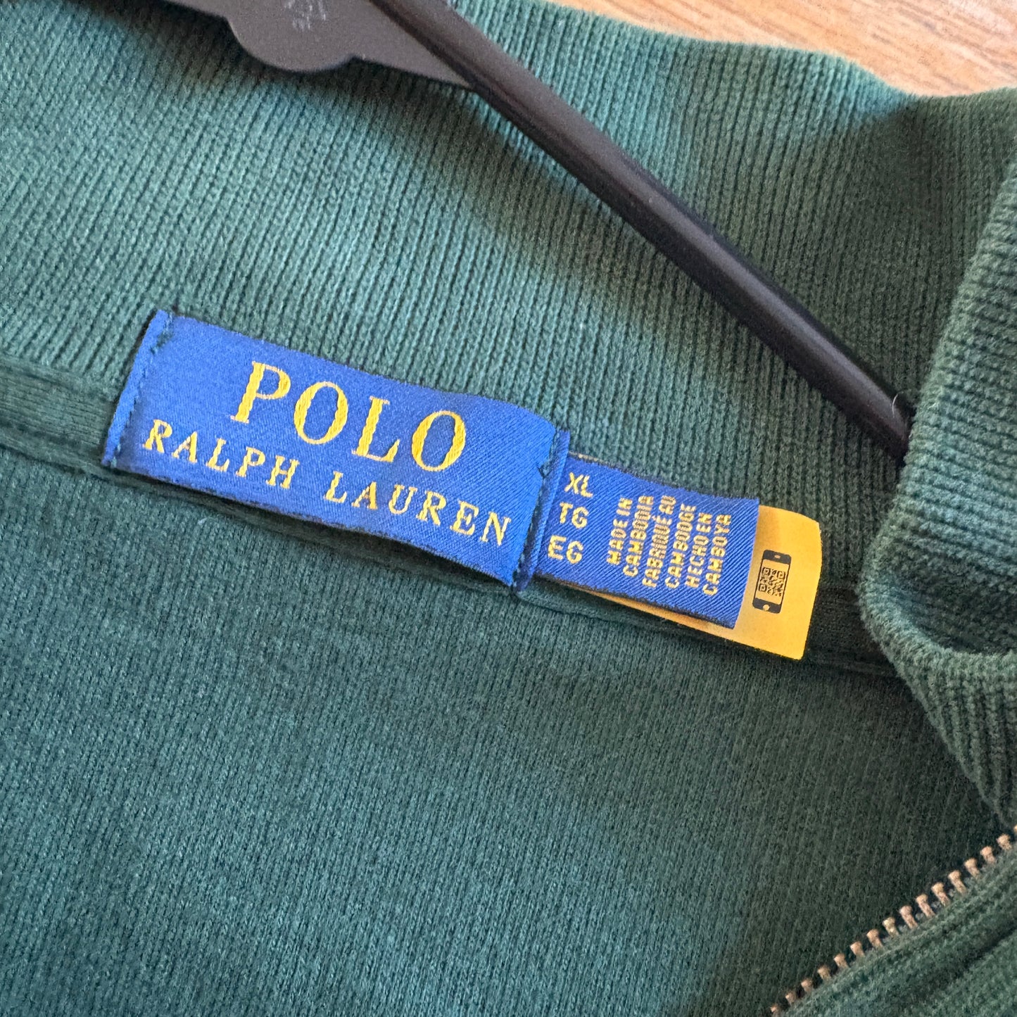 Vintage Ralph Lauren Green Quarter Zip Jumper Embroidered Sweatshirt - XL