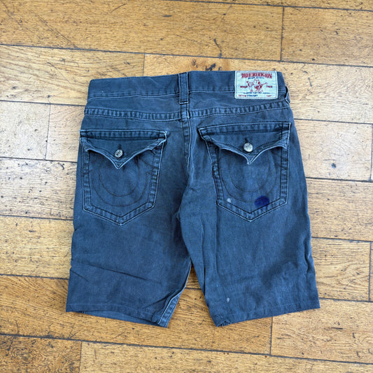 Vintage True Religion Grey Embroidered Y2K Shorts Jorts - 34