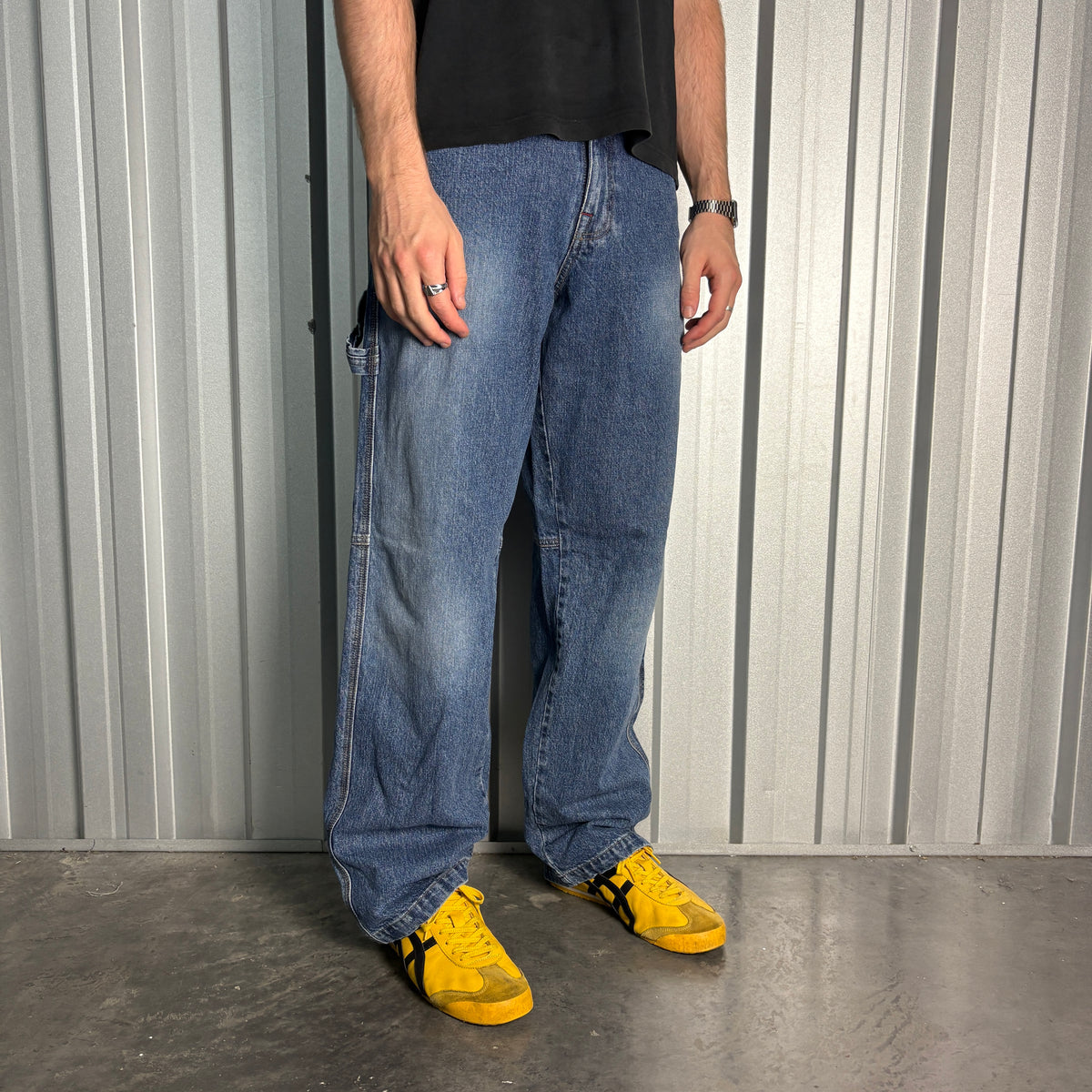 Union Bay Blue Embroidered Carpenter Hip Hop Y2K Baggy Jeans - 31L