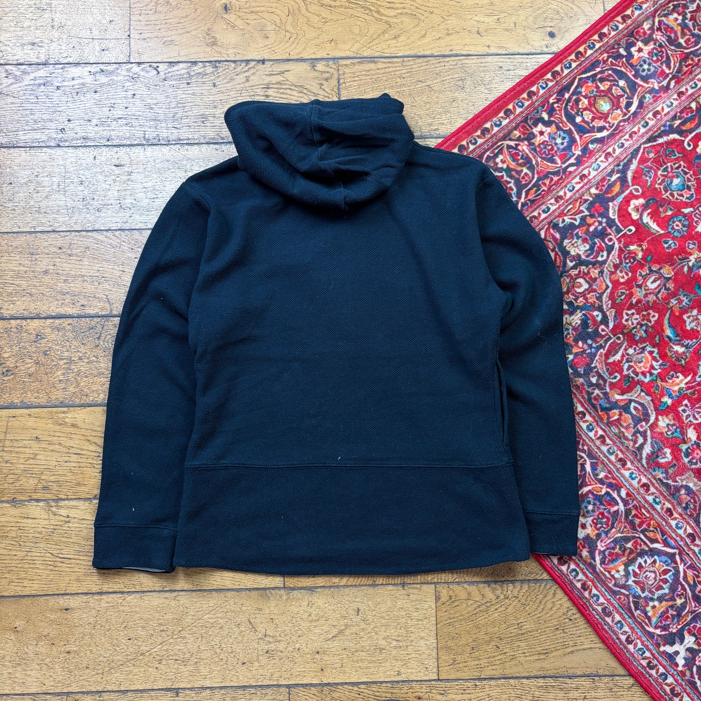 Vintage Reebok Black Womens Embroidered Hoodie Sweatshirt - Size 10