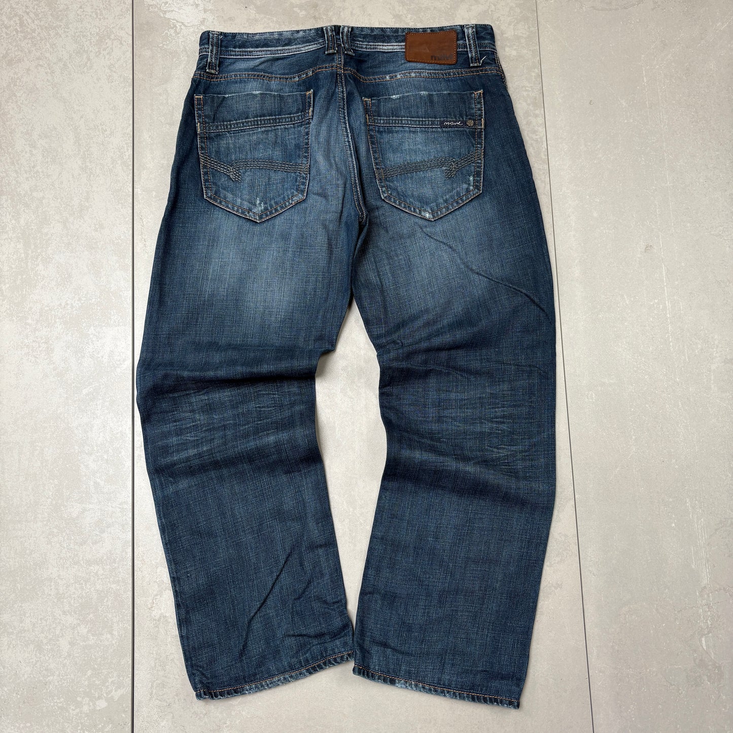 Vintage Mavi Embroidered Hip Hop Baggy Blue Jeans - 34