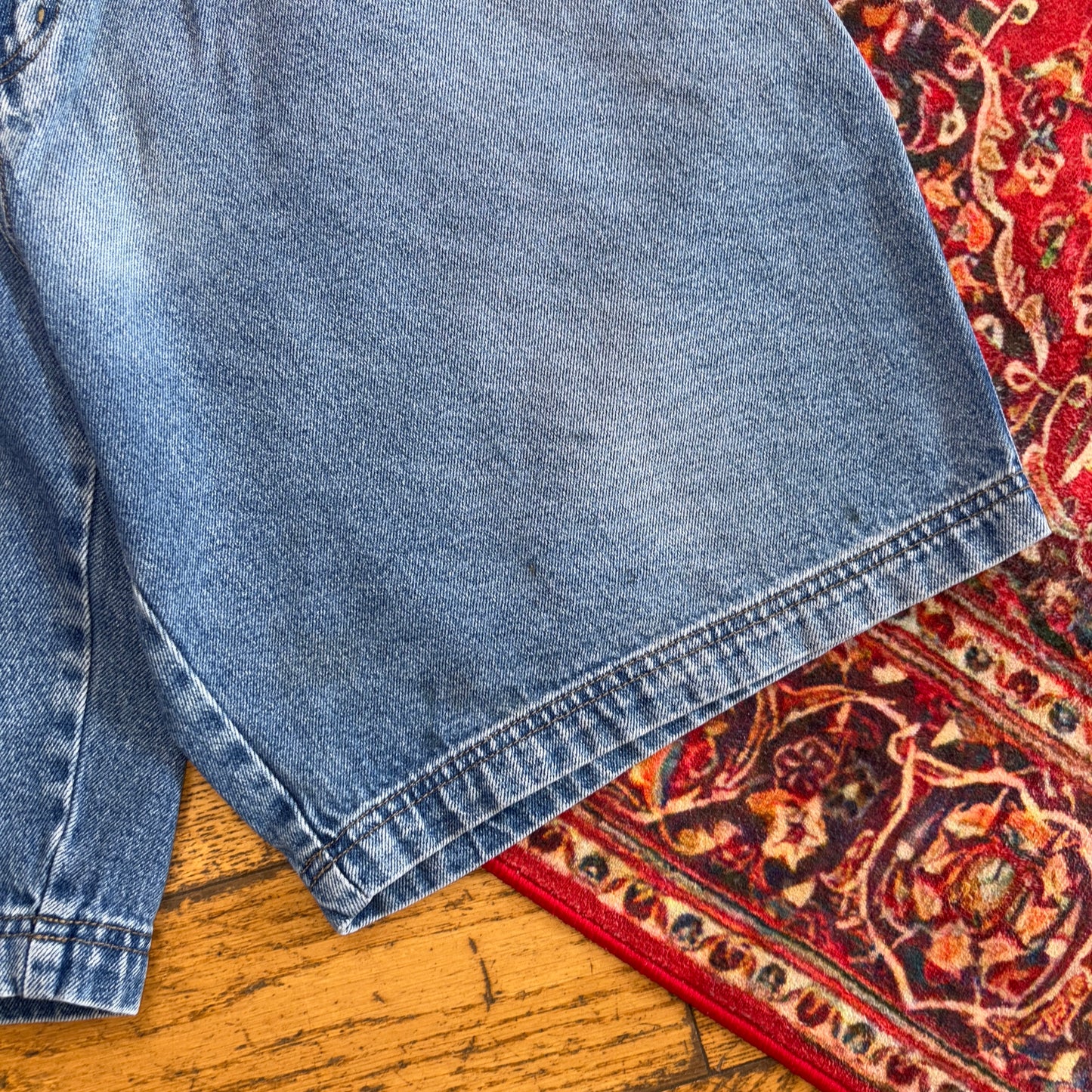 Vintage Bugle Boy Embroidered Hip Hop Baggy Blue Shorts Jorts - 38