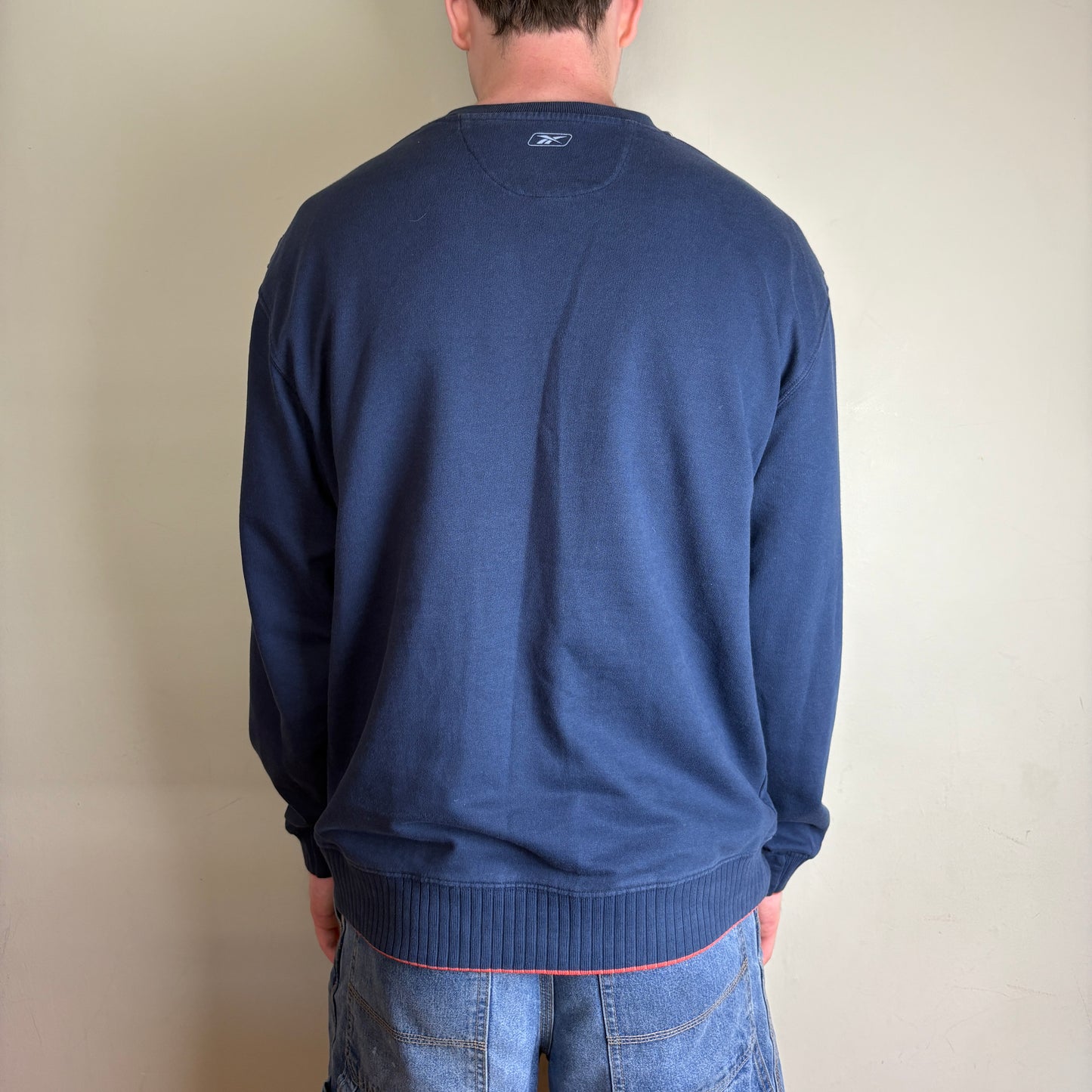 Vintage Reebok Navy Blue Embroidered Sweatshirt - XL
