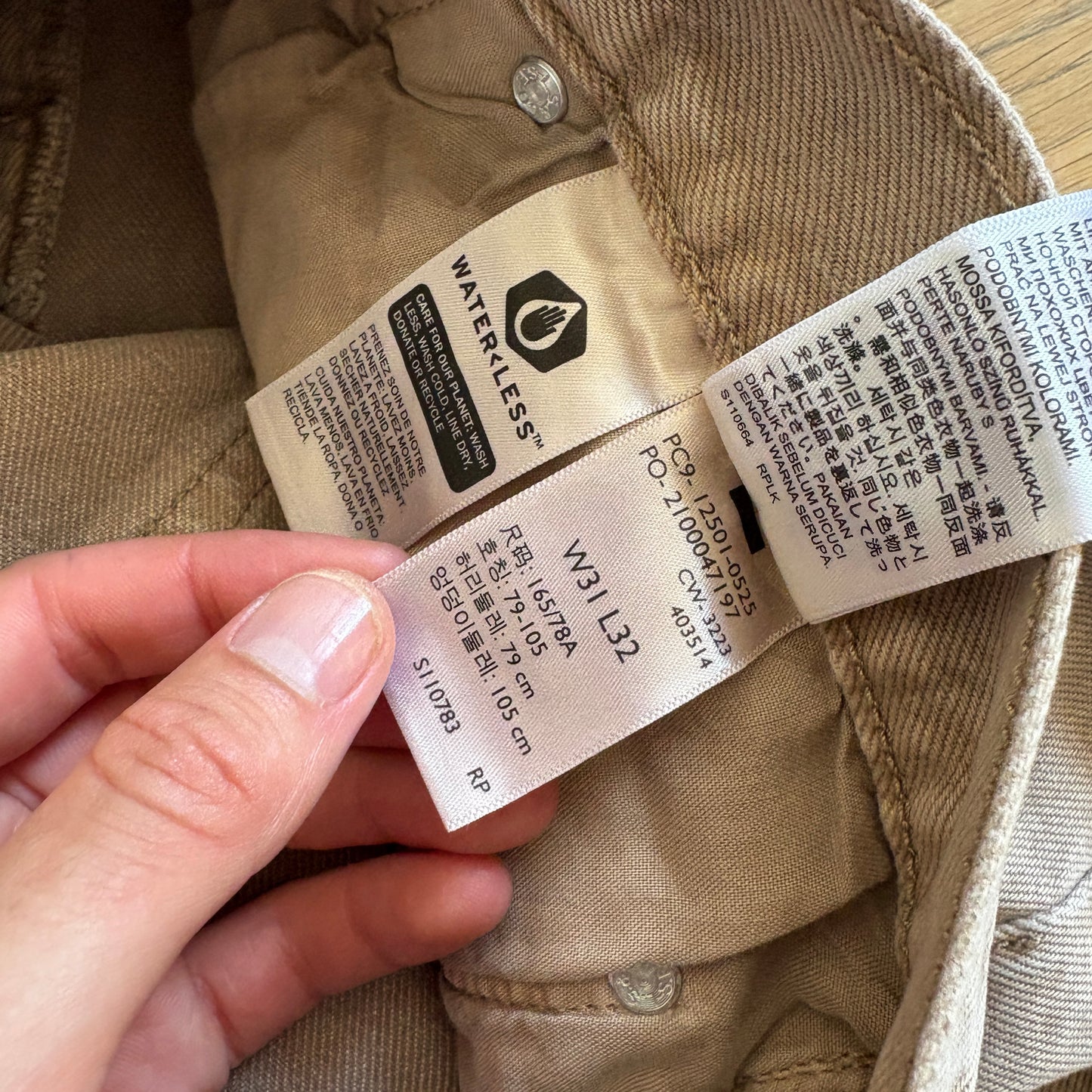 Vintage Levis 501 Straight Brown Cream Denim Jeans - 31R