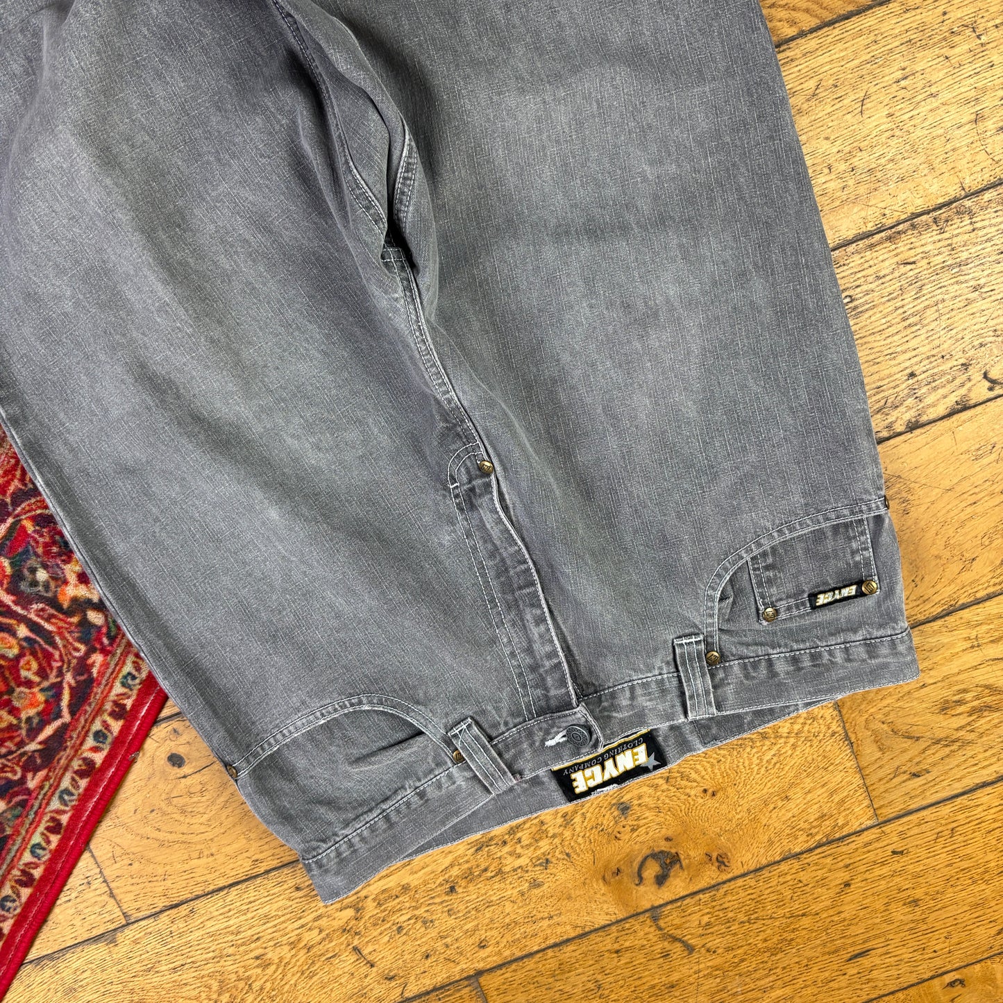 Vintage Enyce Grey Embroidered Y2K Hip Hop Baggy Jeans - 34