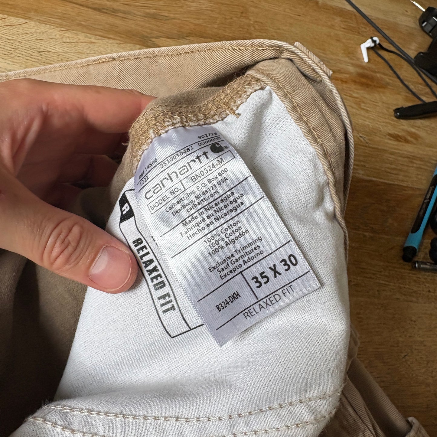 Vintage Carhartt Brown Cream Workwear Carpenter Baggy Trousers - 35S