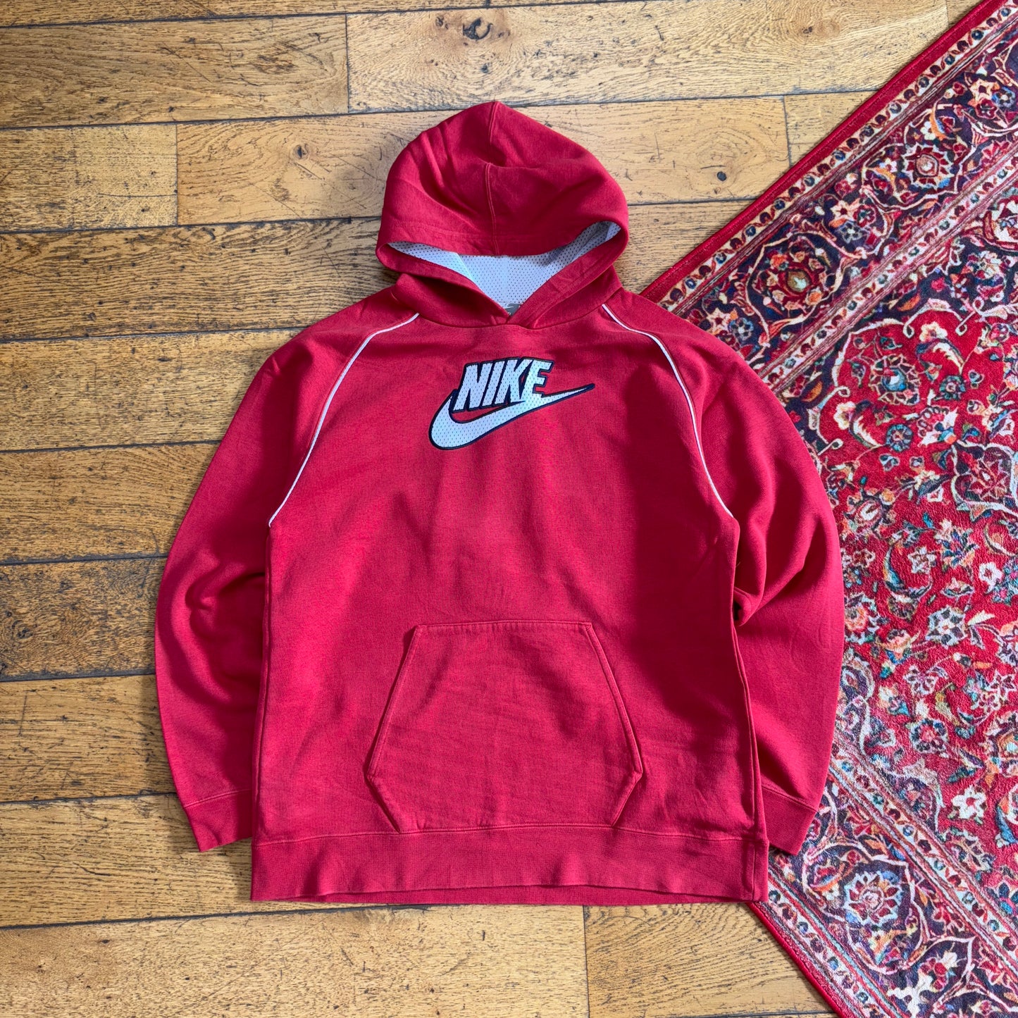 Vintage Y2K Nike Red Womens Embroidered Hoodie Sweatshirt - XL