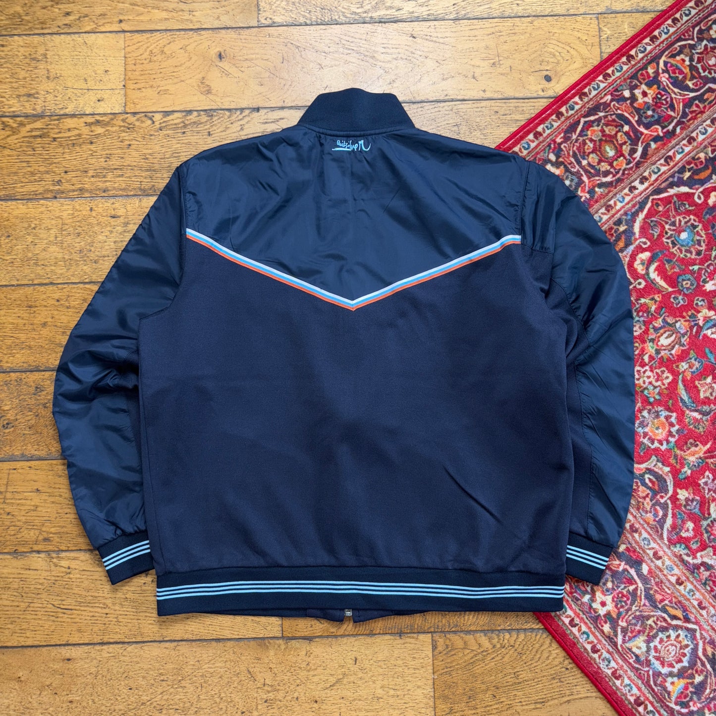Vintage Quiksilver Navy Surfwear Track Bomber Jacket - L