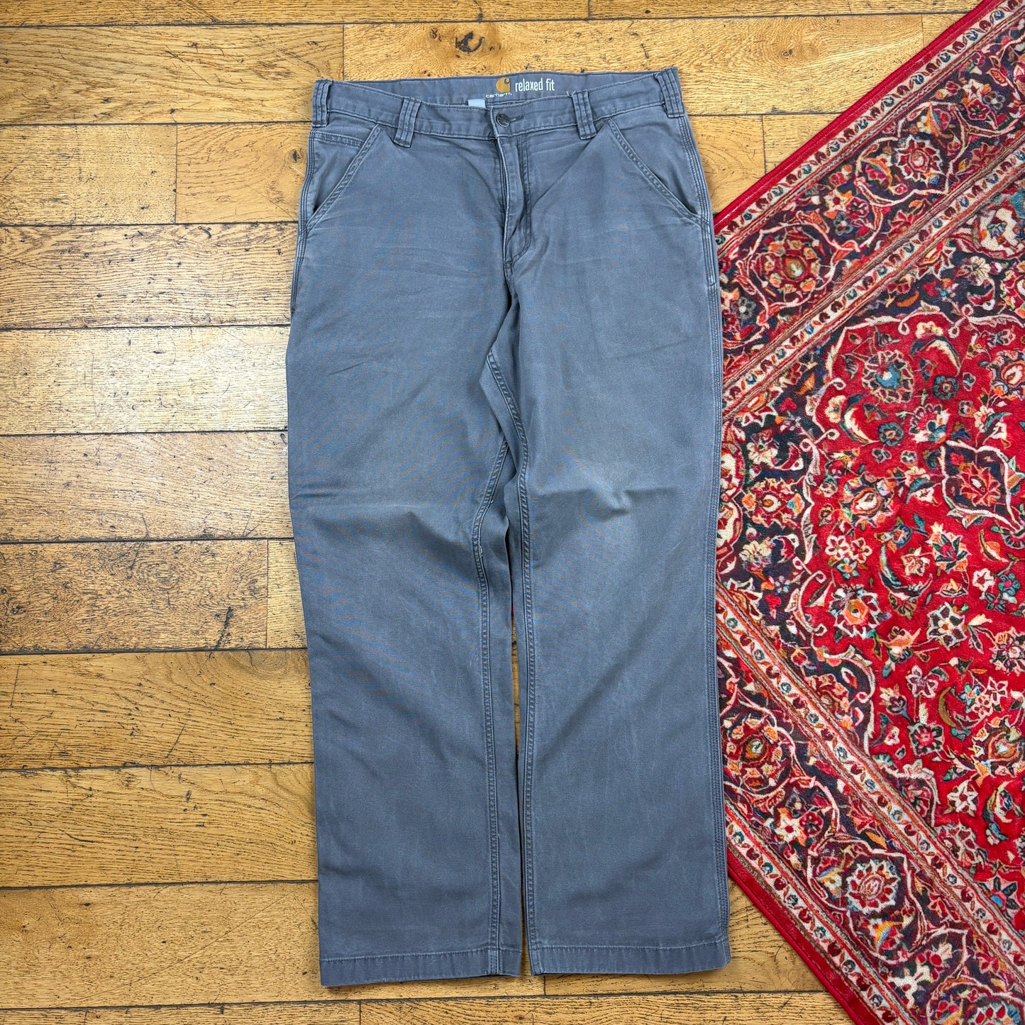 Vintage Carhartt Grey Workwear Carpenter Baggy Trousers - 34