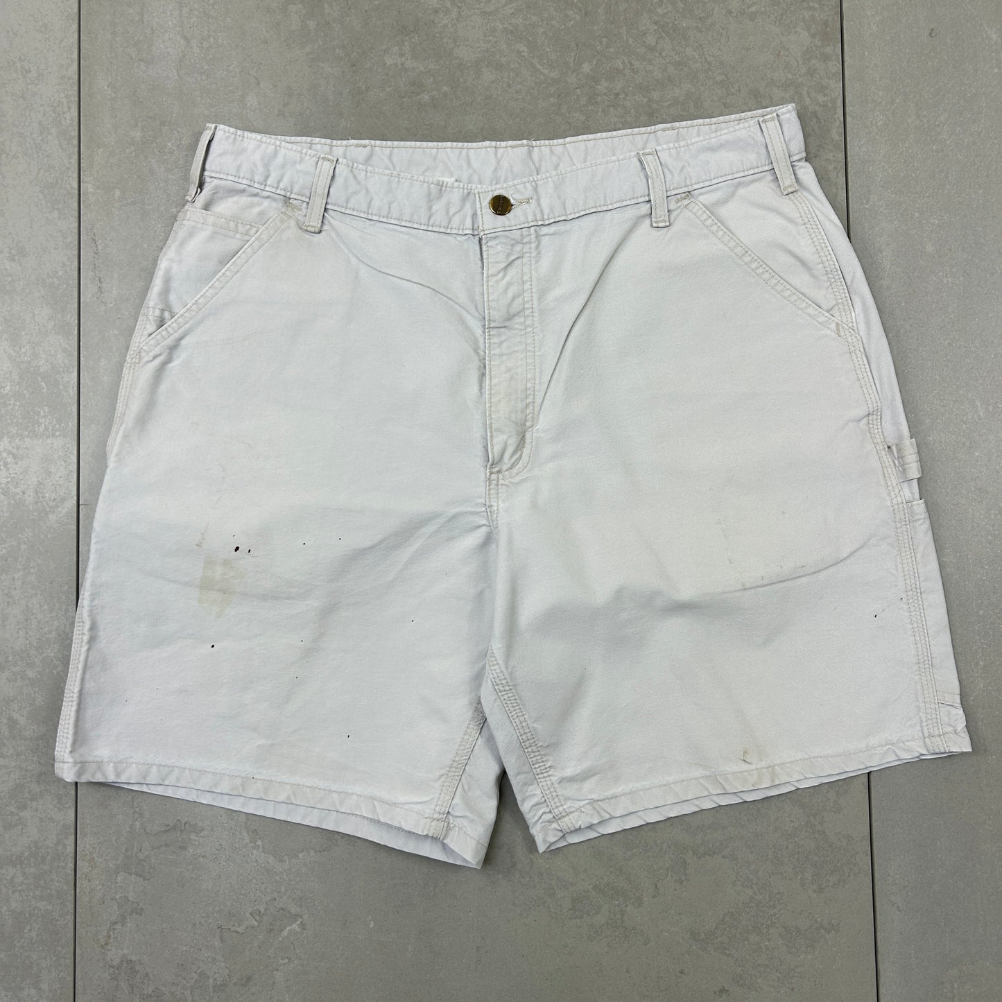 Vintage Carhartt Workwear Baggy White Carpenter Shorts - 36