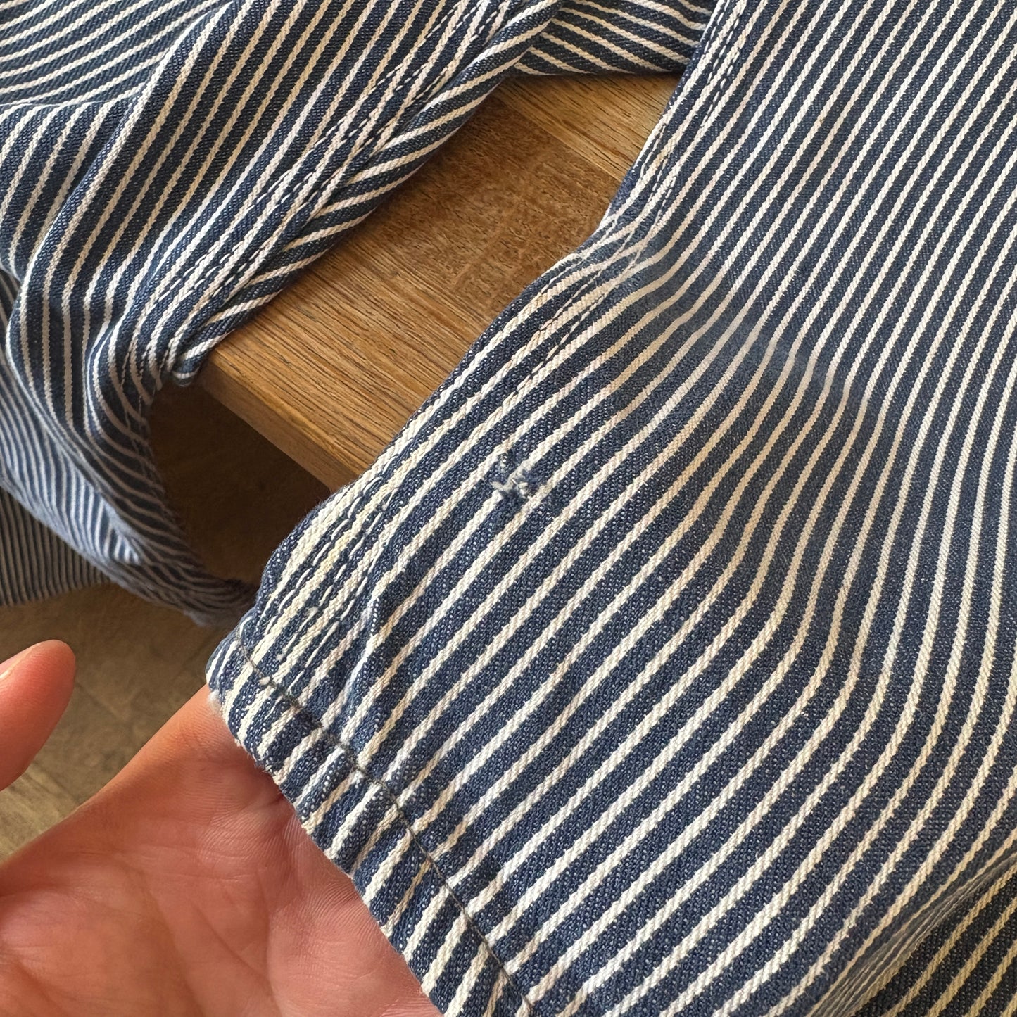 Vintage Osh Kosh Pinstripe Blue White Workwear Dungarees Overalls - M