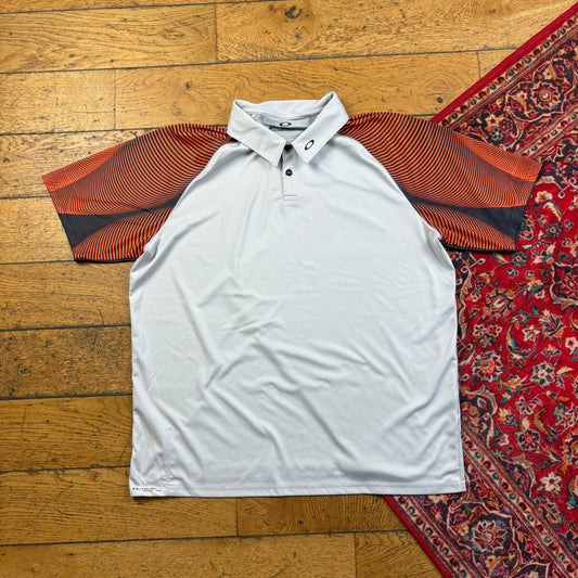 Vintage Oakley Grey Orange Sport Polo Shirt - XL
