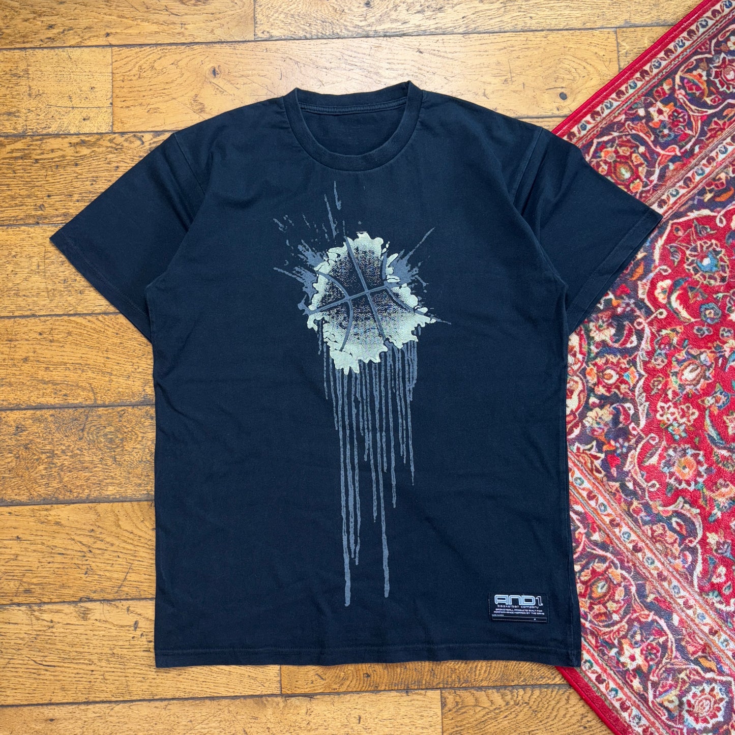 Vintage And1 Basketball Y2K Black Graphic T-Shirt - M