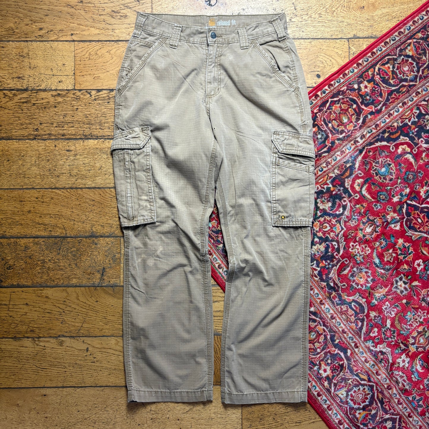 Vintage Carhartt Workwear Carpenter Cargo Brown Baggy Trousers - 30S