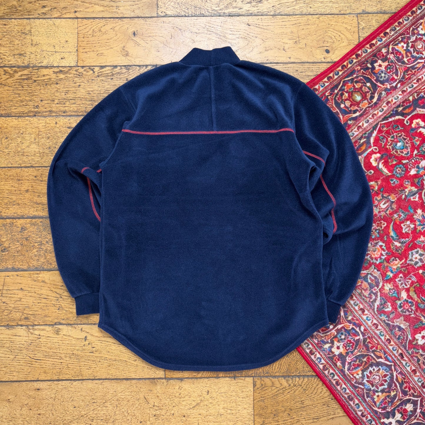 Vintage 90s Fila Navy Roll Neck Embroidered Fleece Sweatshirt - S