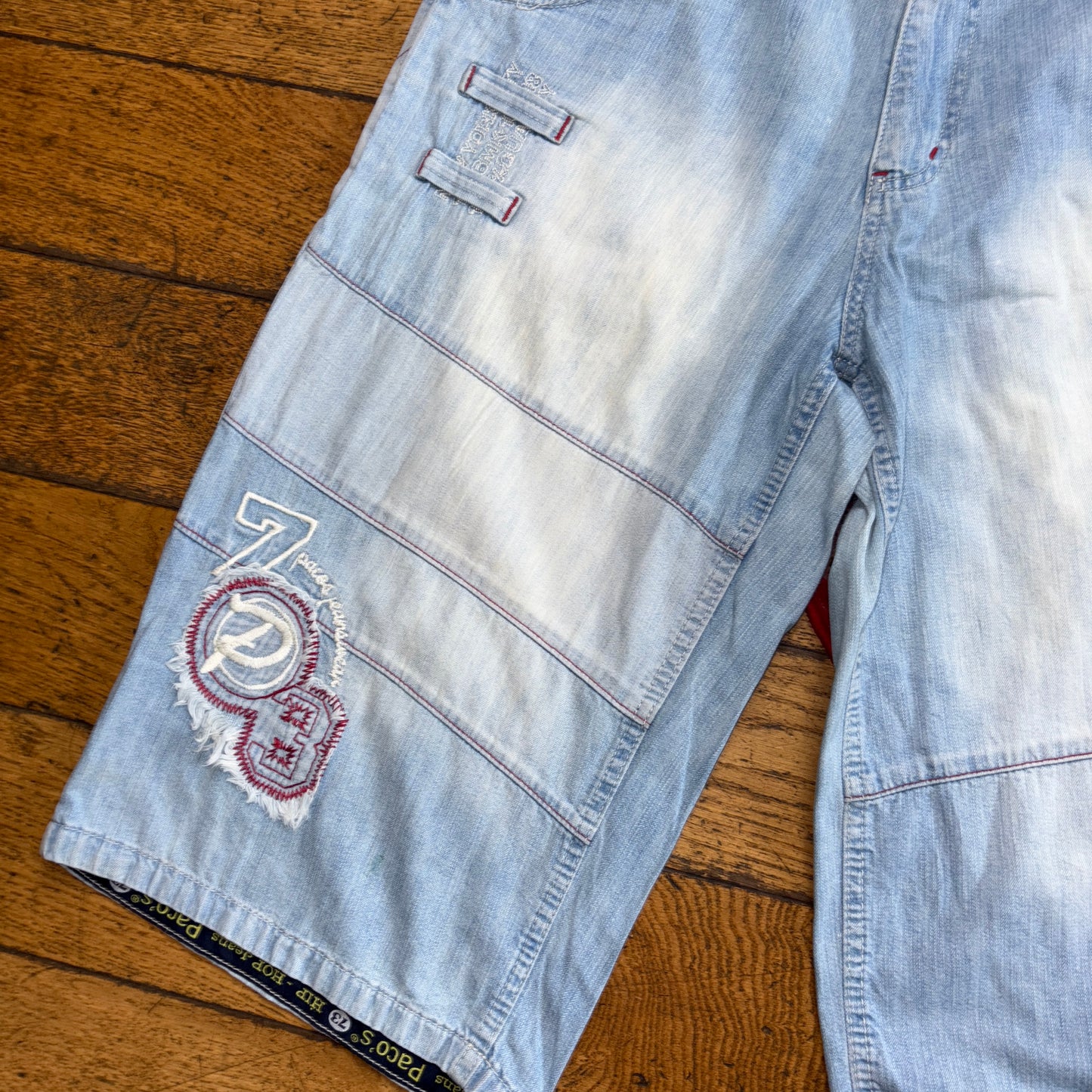 Vintage Blue Paco Jeans Embroidered Y2K Hip Hop Jeans Shorts Jorts - 36