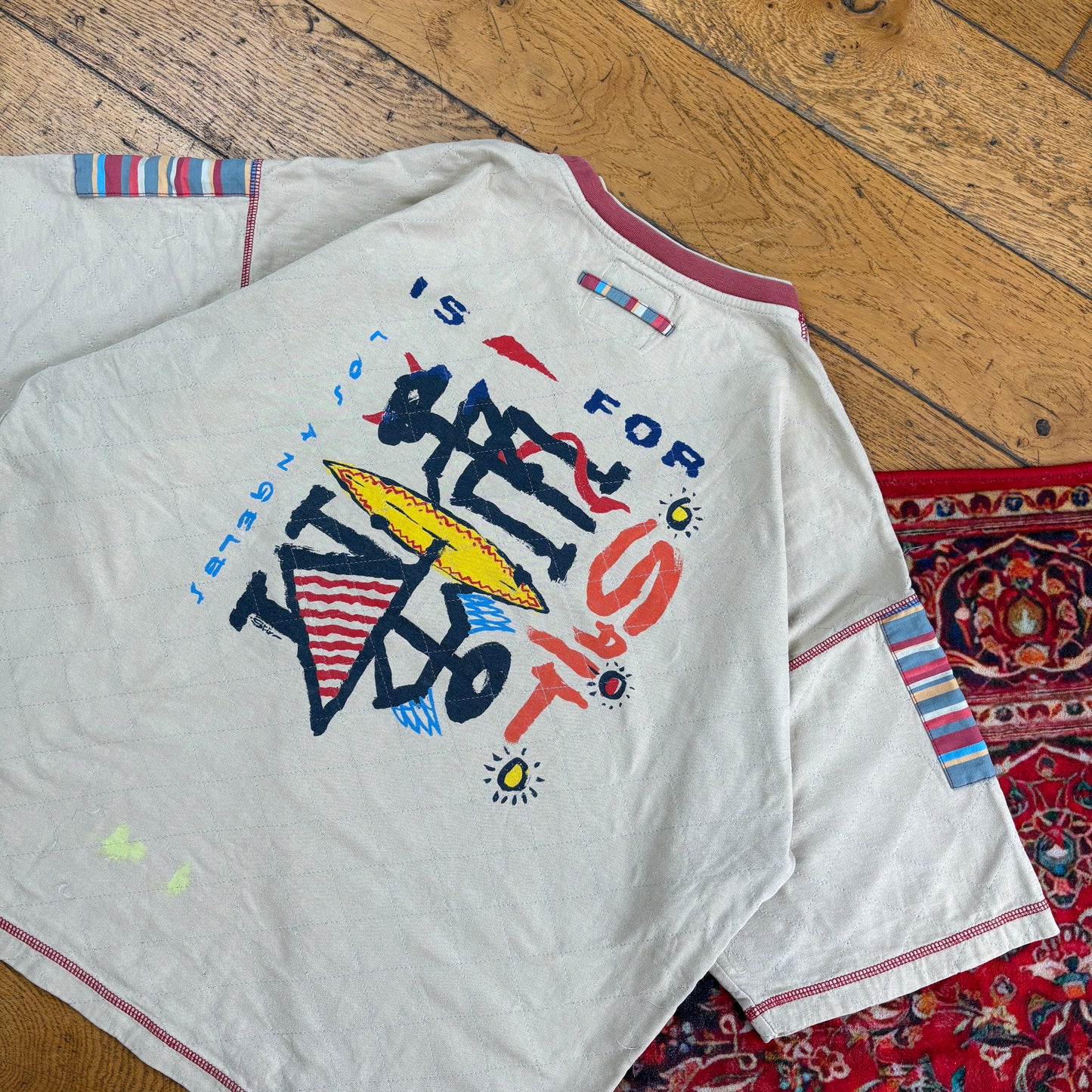 Vintage 90s Surfwear Boxy Cream Graphic T-Shirt - L
