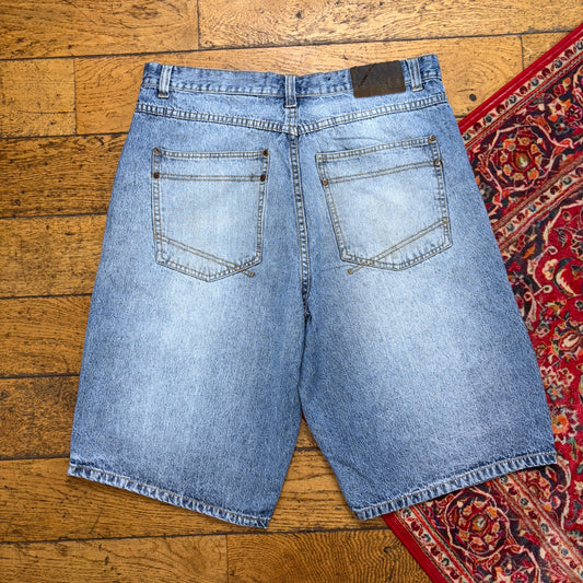 Vintage Blue Karl Kani Embroidered Y2K Hip Hop Baggy Shorts Jorts - 38