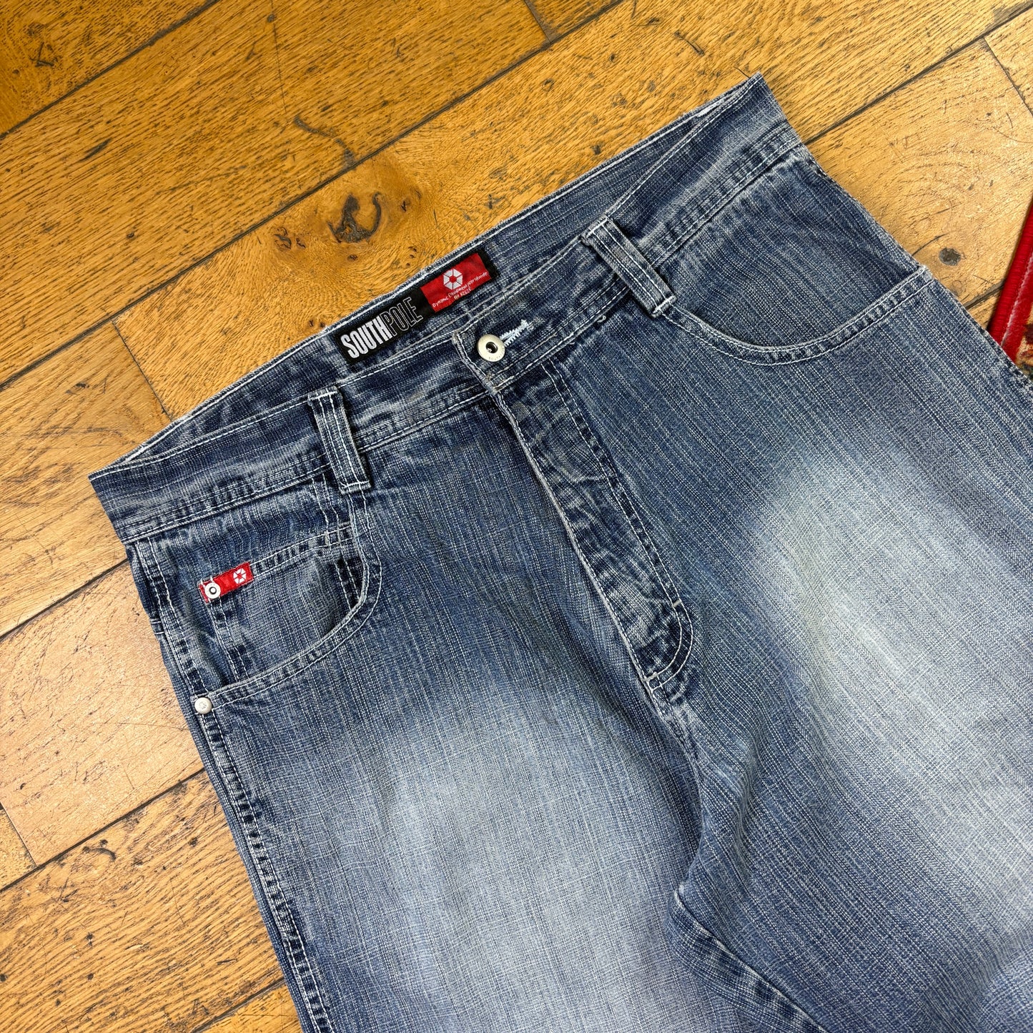 Vintage Southpole Blue Embroidered Y2K Hip Hop Baggy Jeans - 34