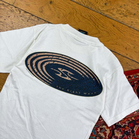 Vintage 1999 Squalo Surfwear White Single Stitch Graphic T-Shirt - XS